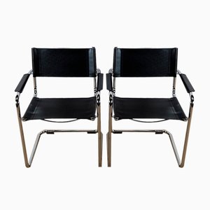 Fauteuils en Cuir, 1970, Set de 2