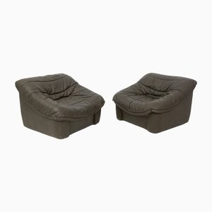 Fauteuils Vintage en Cuir Marron par De Pas, Durbino, Lomazzi, Set de 2