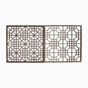 Pannelli da parete geometrici in legno, set di 2
