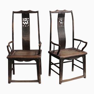 Grands Fauteuils Antiques en Orme, Set de 2