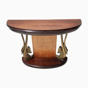Vintage Swan Motif Canaletto Walnut Console Table by Dassi, Italy