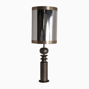 Large Vintage Metal Table Lamp, Italy, 1970s