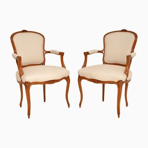 Vintage French Salon Chairs in Walnut, Set of 2