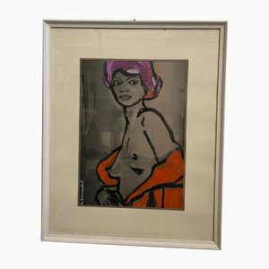 Figura femenina, Italia, años 70, óleo sobre lienzo