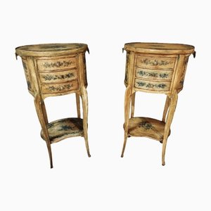 Louis XV Painted Wooden Bedside Beds, Set of 2