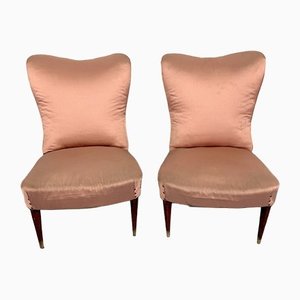 Vintage Italian Pink Club Armchairs, 1950s, Set of 2