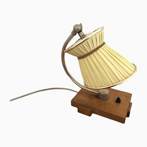 Mid-Century Bedside Lamp with Pleated Shade