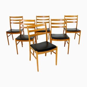 Beech & Simili-Leather Chairs, Sweden, 1960, Set of 6