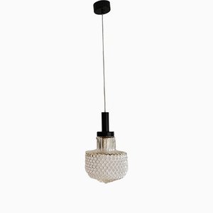 Petite Lampe à Suspension Mid-Century Moderne en Verre Transparent