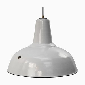 Vintage Dutch Industrial Gray Enamel Pendant Lamp by Industria Rotterdam