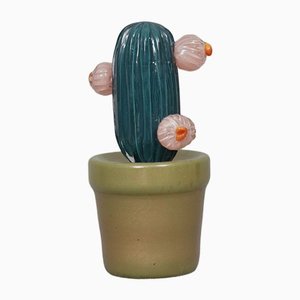 Murano Art Glass Green Cactus Plant, 1990