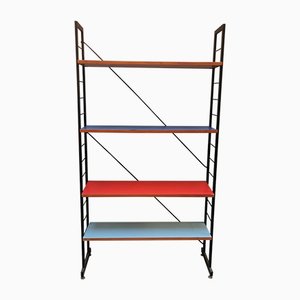 Modern Library Shelving with Colored Shelves
