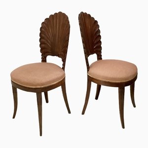 Hollywood Regency Style Chairs in Teak, 1970s, Set of 2