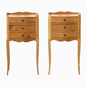 Mid-Century Fruitwood Bedside Tables, Set of 2