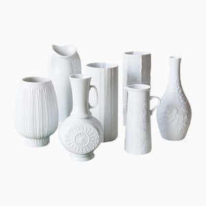 Deutsche Weiße Porzellan Vasen, 7er Set