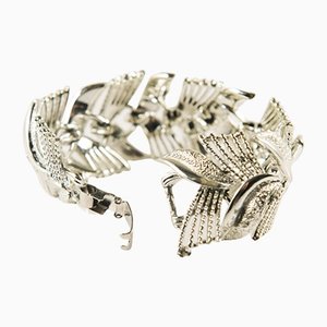 Silver Plated Coro Pegasus Bracelet in Wheat and Leaf Pattern