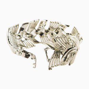 Versilbertes Coro Pegasus Armband mit Weizen- und Blattmuster