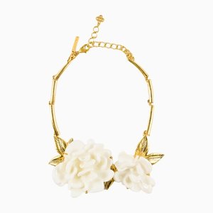 Gold Toned Necklace with Ivory Resin and Swarovski Crystals from Oscar De La Renta