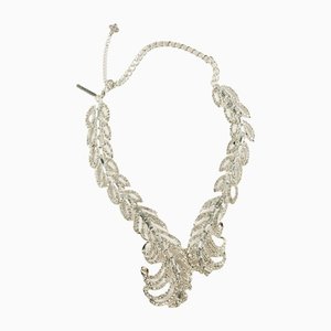 Pfauenfeder Halskette aus Versilbertem Metall von Oscar De La Renta