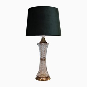 Lampe de Bureau Vintage en Cristal Taillé et Laiton