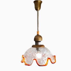 Lámpara de techo abatible italiana grande de cristal de Murano, años 60