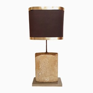 Large Textured Shell Limestone Table Lamp by Albert Tormos, 1970s