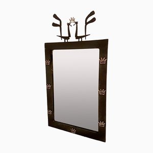 Wrought Iron Patinated Mirror, France, 1950s