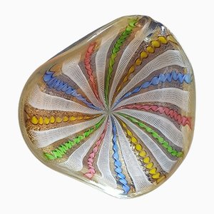Zanfirico Murano Glas Aschenbecher oder Schale mit mehrfarbigem Muster