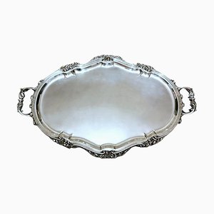Italian Silver Tray with Handles, 1800s