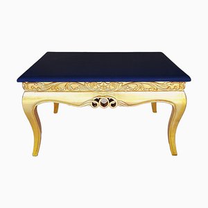 Antique French Coffee Table in Gilt Gold and Painted in Blue
