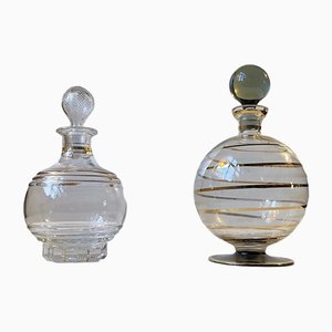 Vintage Spherical Italian Decanters in Glass, Set of 2