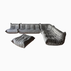 Salotto Togo in velluto grigio di Michel Ducaroy per Ligne Roset, set di 5