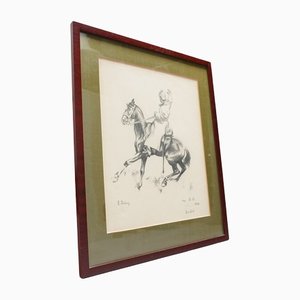 Eduard Thöny, Soldado a caballo, 1916, Lápiz sobre papel