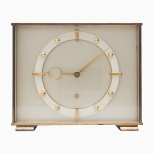 Orologio da tavolo Art Déco in ottone, anni '50