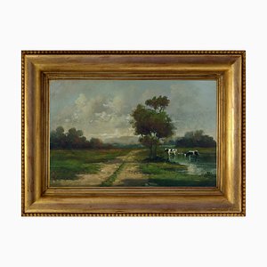Antonio Crespi, Landscape, Oil on Canvas, Framed