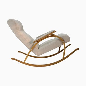 Rocking Chair in Beech Bentwood and Bouclé, 1960s