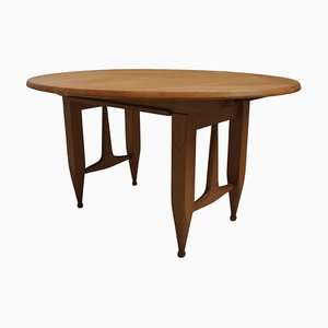 Vintage Dining Table in Light Oak by Guillerme & Chambron
