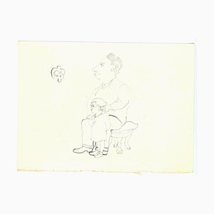 Mino Maccari, The Authority of Fatherhood, Original Drawing, 1950s