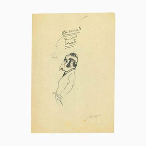 Mino Maccari, The Gentleman, Original Drawing, 1950s