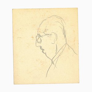 Mino Maccari, The Profile, Dessin Original, 1950s