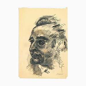 Mino Maccari, The Portrait, Original Drawing, Mid-20th-Century