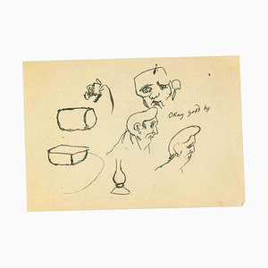 Mino Maccari, Ok Goodbye, Original Drawing, 1950s