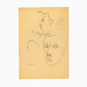 Dibujo original de Mino Maccari, The Portrait, años 50