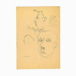 Mino Maccari, The Portraiti- Original Zeichnung, 1950er