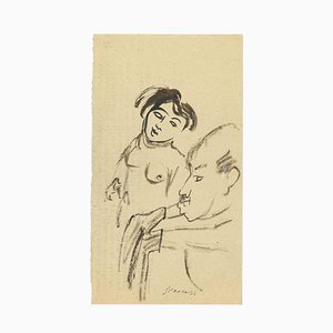 Mino Maccari, The Nude and Elderly, Original Drawing, 1950s