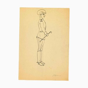 Mino Maccari, The General, Original Drawing, 1950s