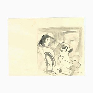 Mino Maccari, Womanly, Original Drawing, 1950s