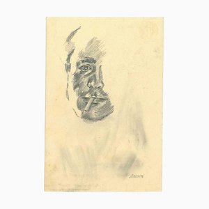 Mino Maccari, The Smoking Man, Original Drawing, 1950s