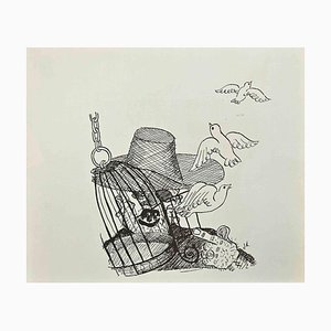 André Chervet, Pigeons, Dessin Original, Début 20ème Siècle