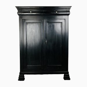 Antique French Black 2-Door Cabinet
